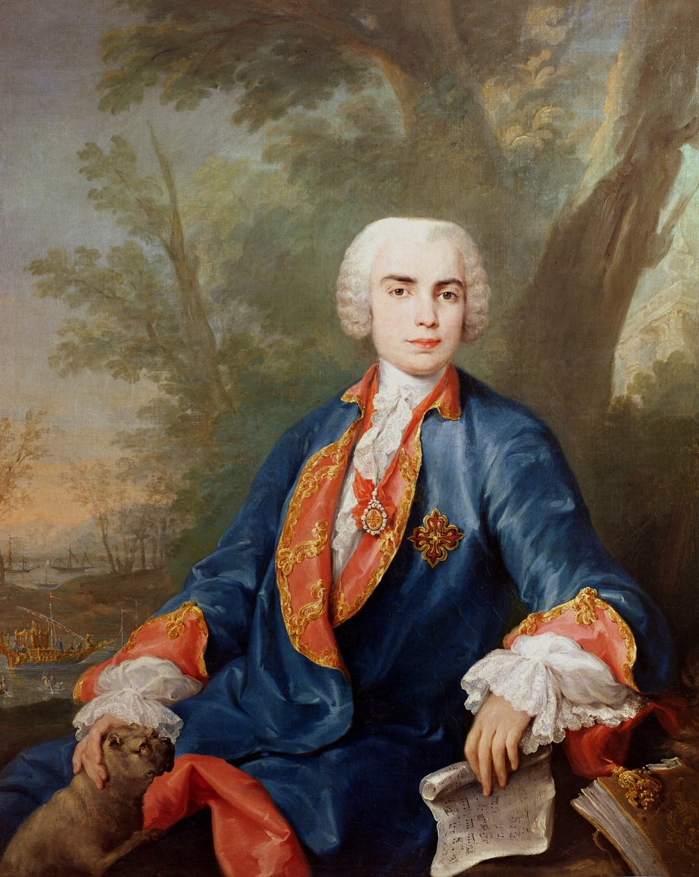 Retrato de Carlo Broschi, chamado &39;Il Farinelli&39;, cantor de castrato italiano de Jacopo Amigoni