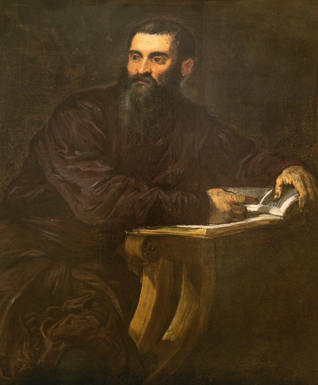 Retrato, de, um, homem barbudo, com, um, livro de Jacopo Robusti Tintoretto