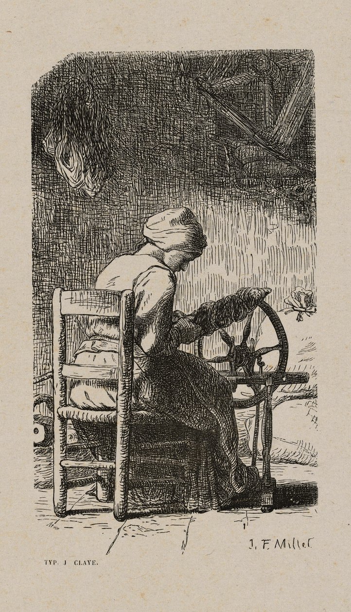 Mulher Fiação de Jacques Adrien Lavieille