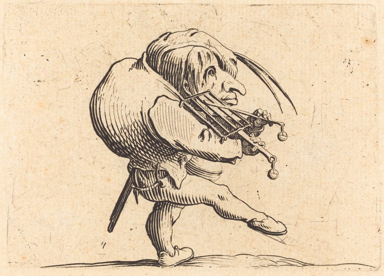 Homem raspando uma grelha de Jacques Callot