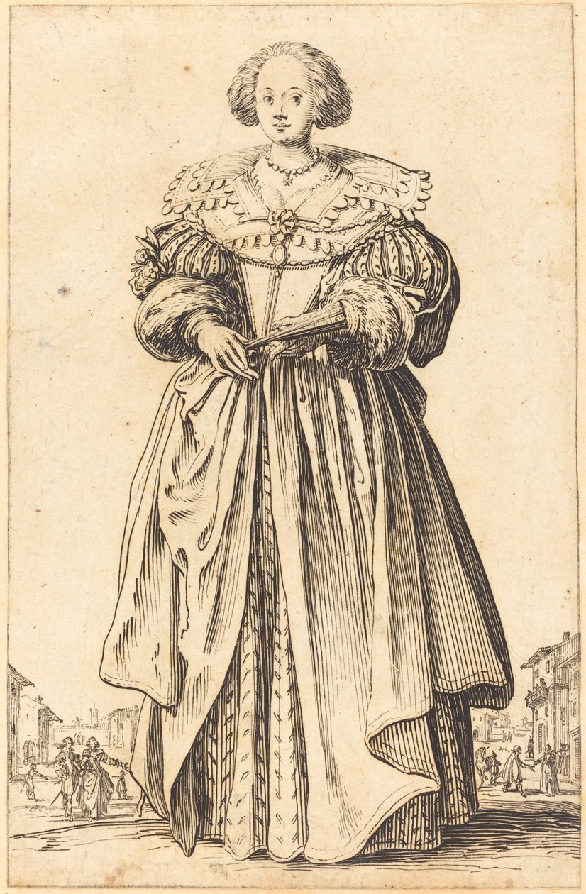 Mulher nobre com leque de Jacques Callot