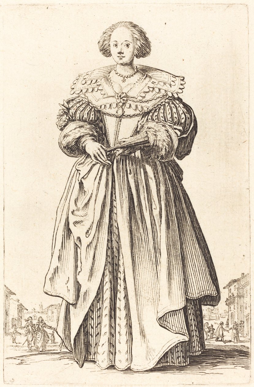 Mulher nobre com leque de Jacques Callot