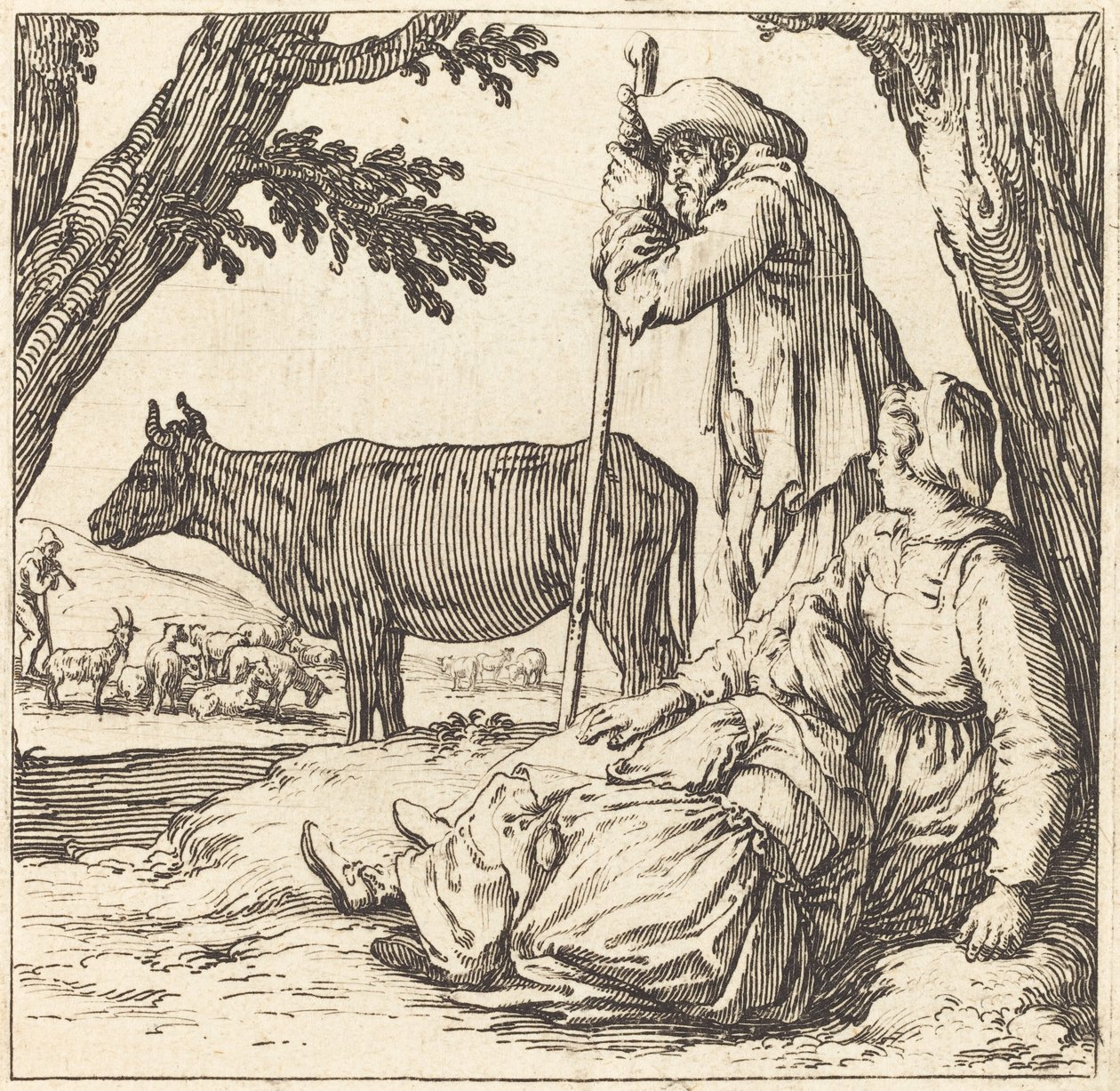 Casal camponês com vaca de Jacques Callot