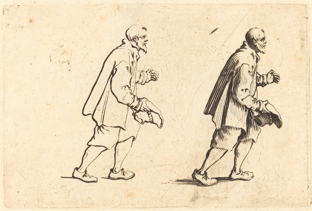 Camponês com chapéu na mão de Jacques Callot