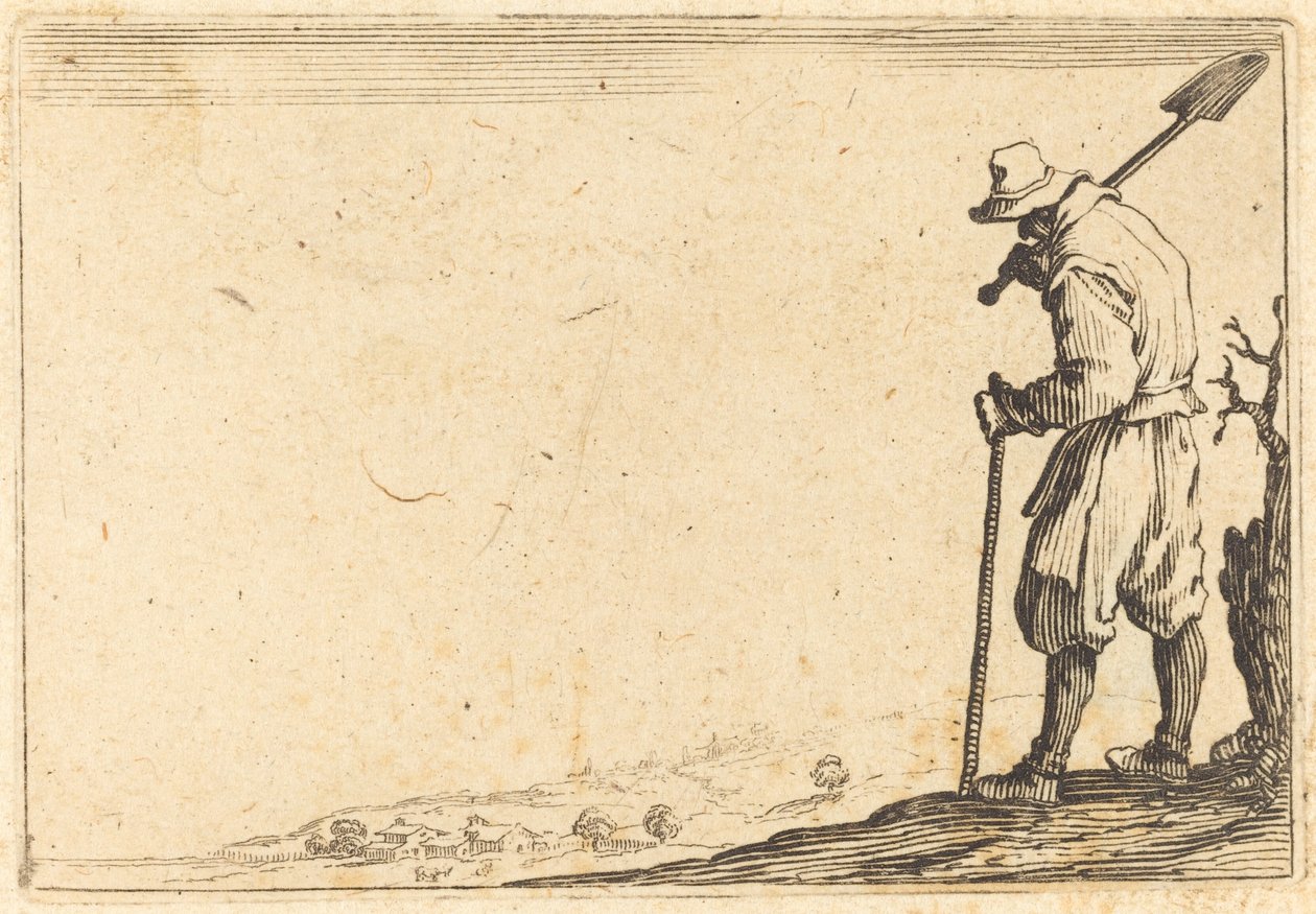 Camponês com pá no ombro de Jacques Callot