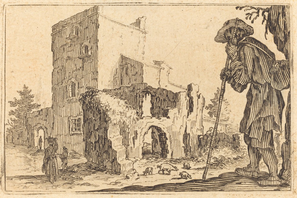 Pastor e Ruínas, c. 1622. de Jacques Callot