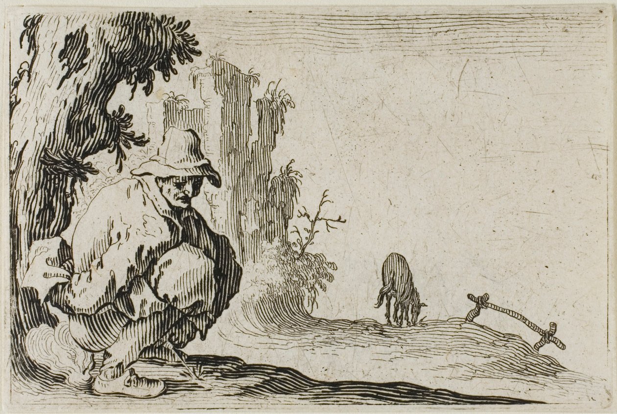 O Camponês de Cócoras, de Os Caprichos de Jacques Callot