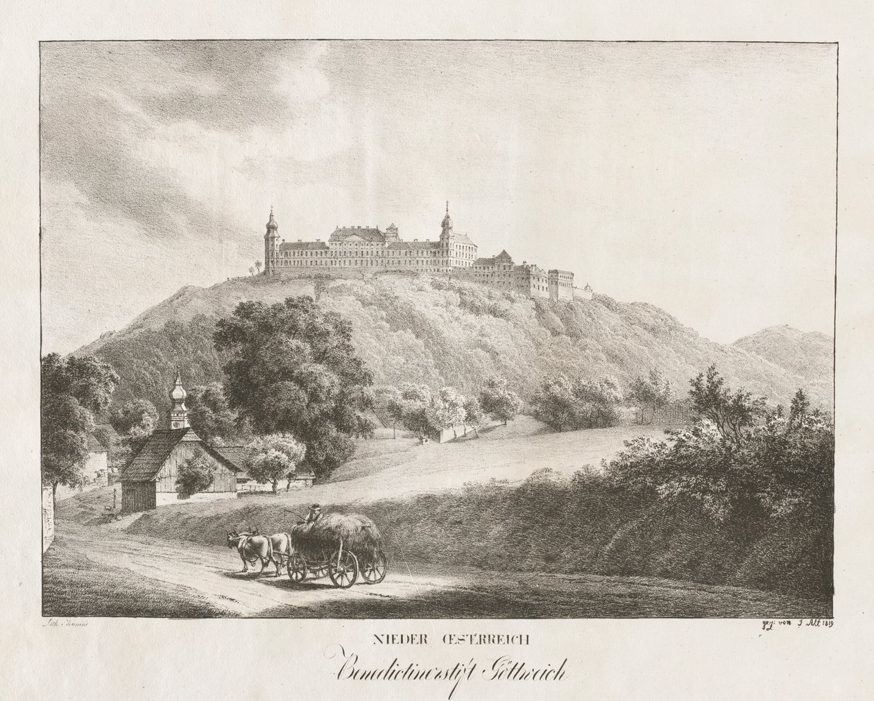 Baixa Áustria, abadia beneditina Gottereich, 1819. de Jakob Alt