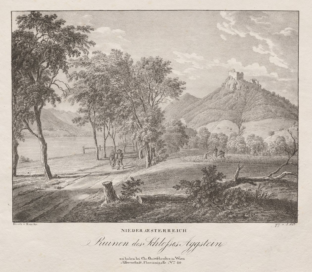 Baixa Áustria, ruínas do Castelo de Aggenstein de Jakob Alt