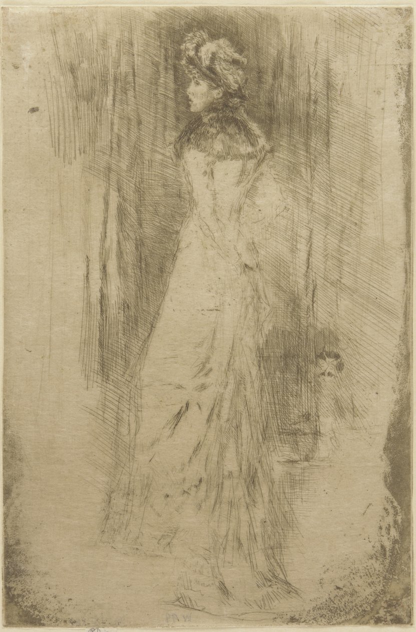 Maude, em pé, c.1873 (ponto de seca no papel) de James Abbott McNeill Whistler