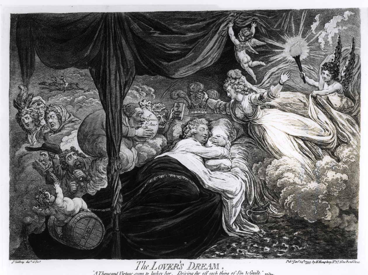 O sonho do amante, 1795 de James Gillray