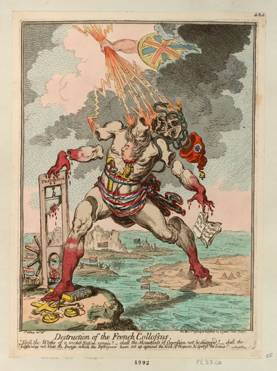 Destruição do Colosso Francês, 1798. de James Gillray