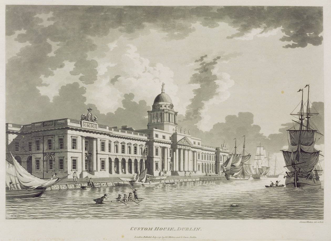 A alfândega, Dublin, 1792 de James Malton