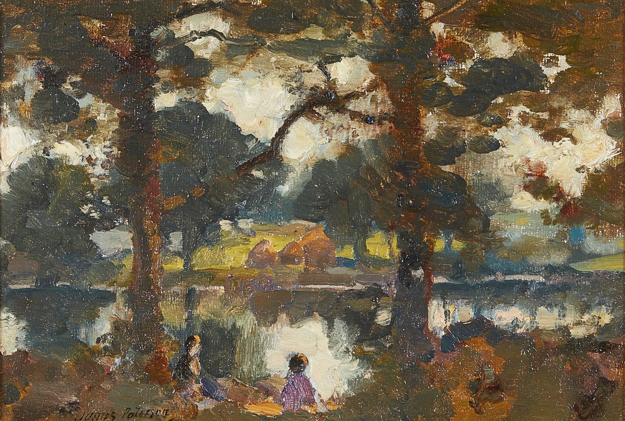 Riverbank (óleo sobre tela) de James Paterson