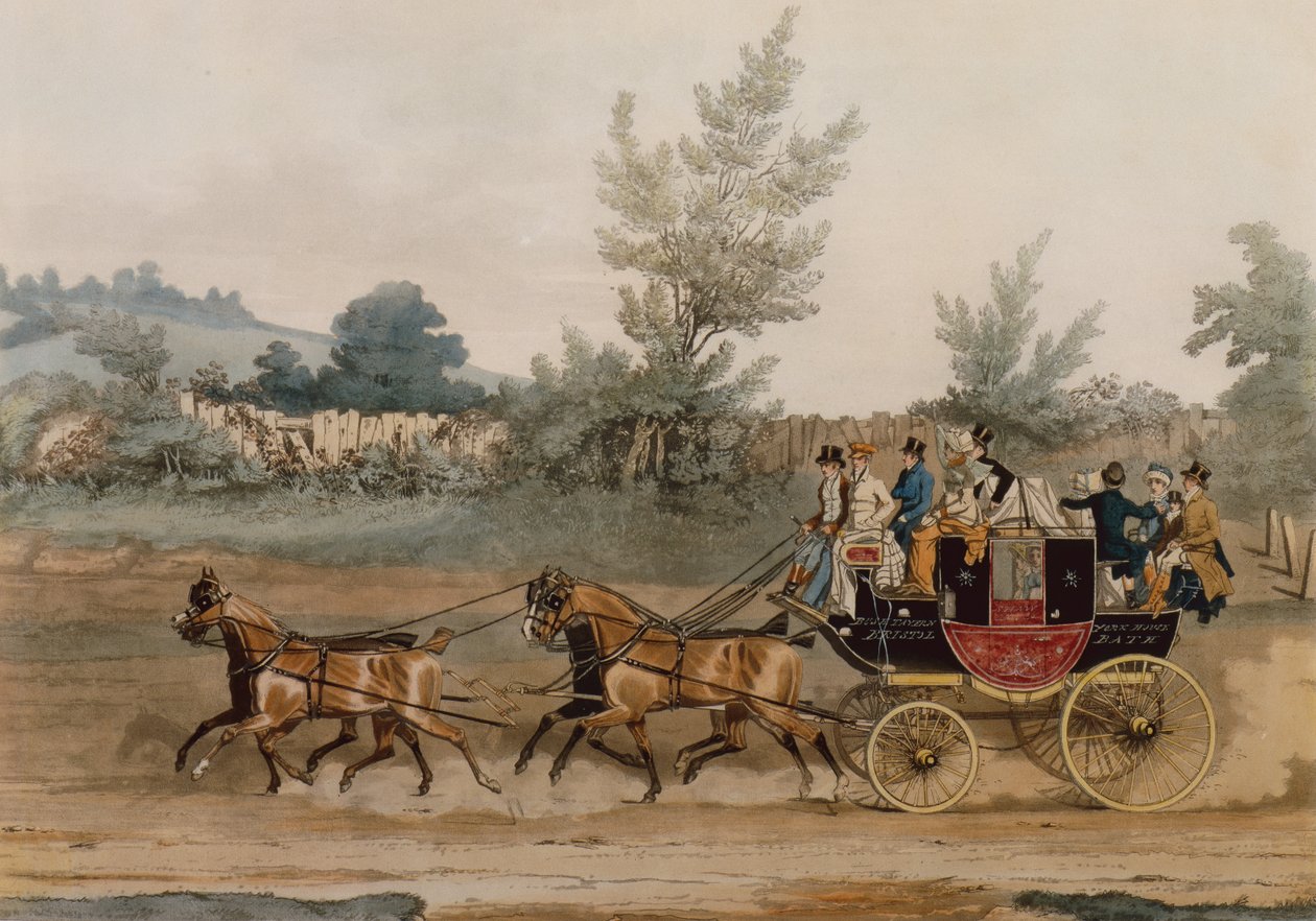 Light Post Coach (gravura colorida) de James Pollard