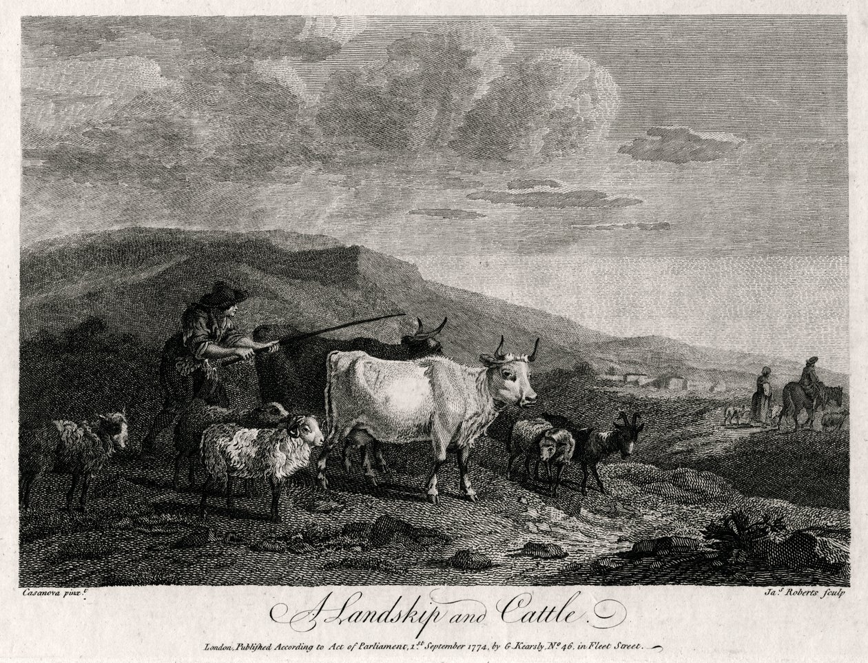 Um Landskip e gado, 1774. de James Roberts