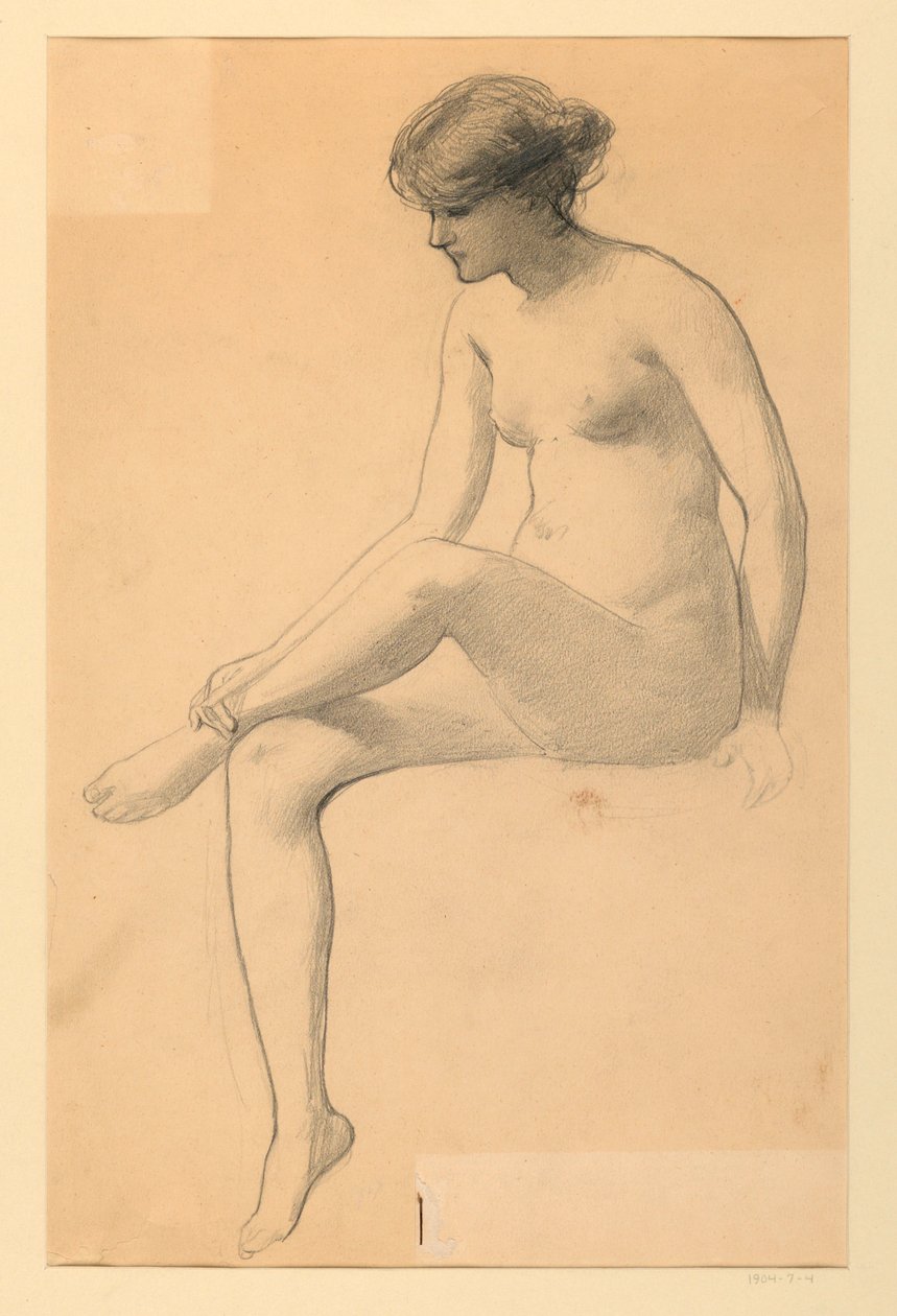 Nu feminino sentado de James Wells Champney