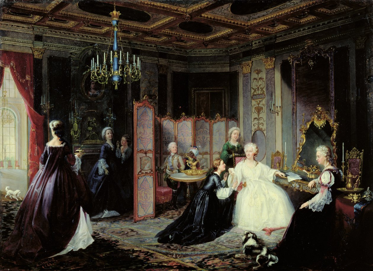 Imperatriz Catarina, a Grande (1729-96), recebendo uma carta, 1861 de Jan Ostoja Mioduszewski