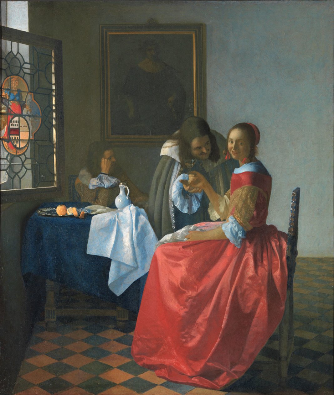 A menina com um copo de vinho de Jan Vermeer van Delft