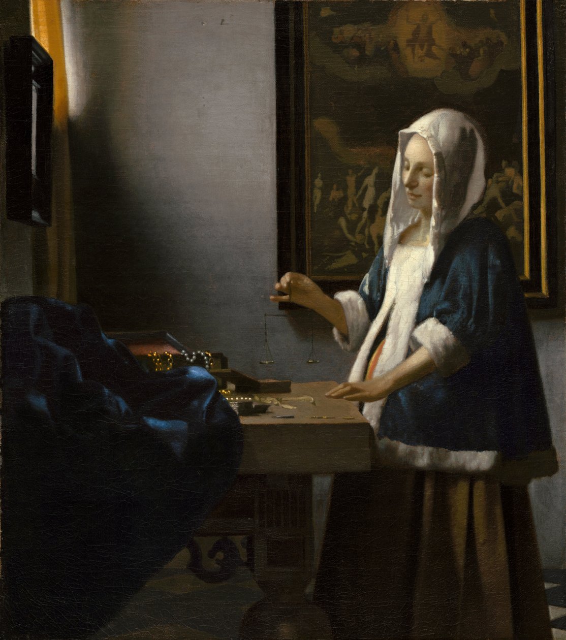 Mulher, segurando, um, equilíbrio de Jan Vermeer van Delft