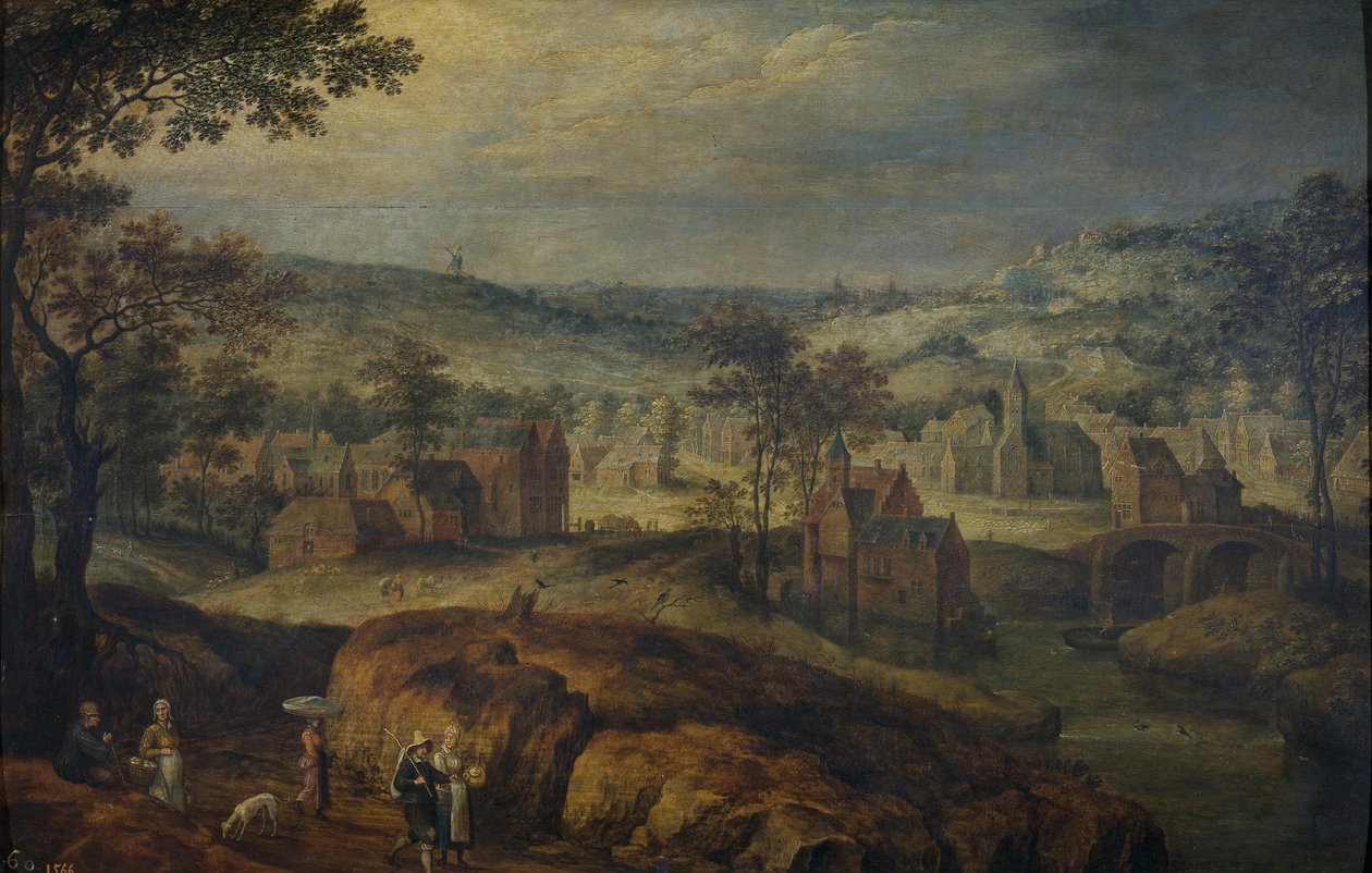 Paisagem com aldeia de Jan Brueghel the Elder