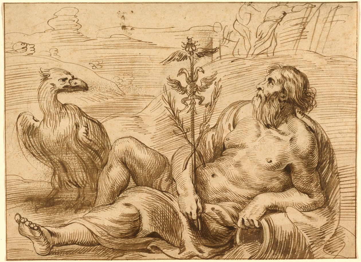 Deus do rio com uma águia de Jan Lievens