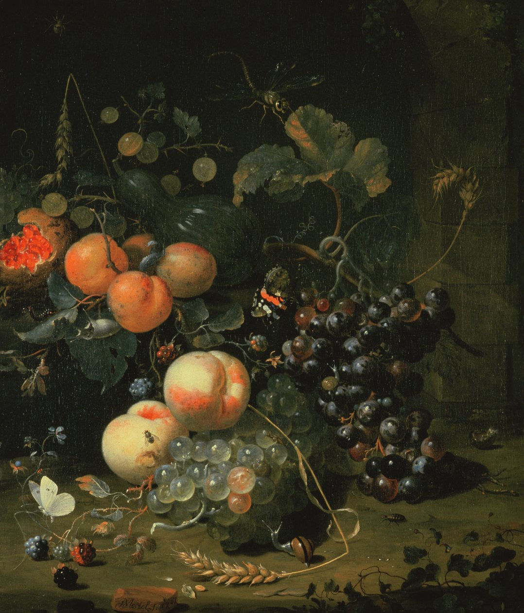 Ainda vida com frutas e flores de Jan Mortel