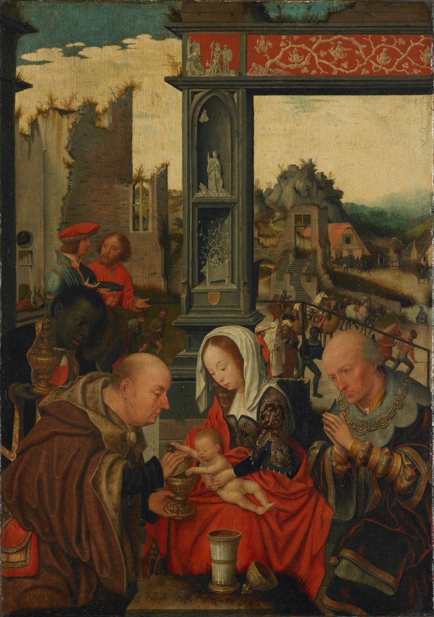 A Adoração dos Reis, 1525 de Jan Mostaert