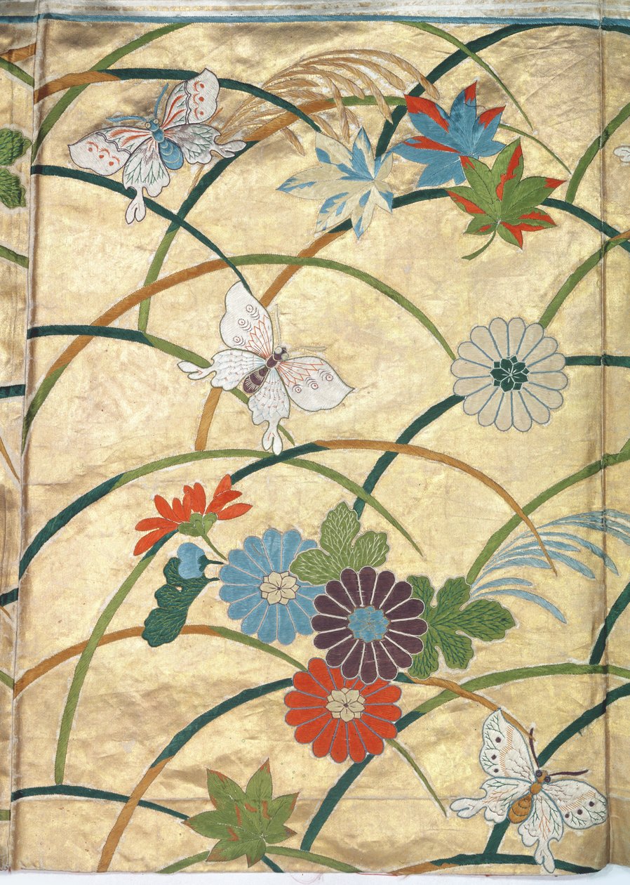 Noh manto, detalhe (cetim) de Japanese School