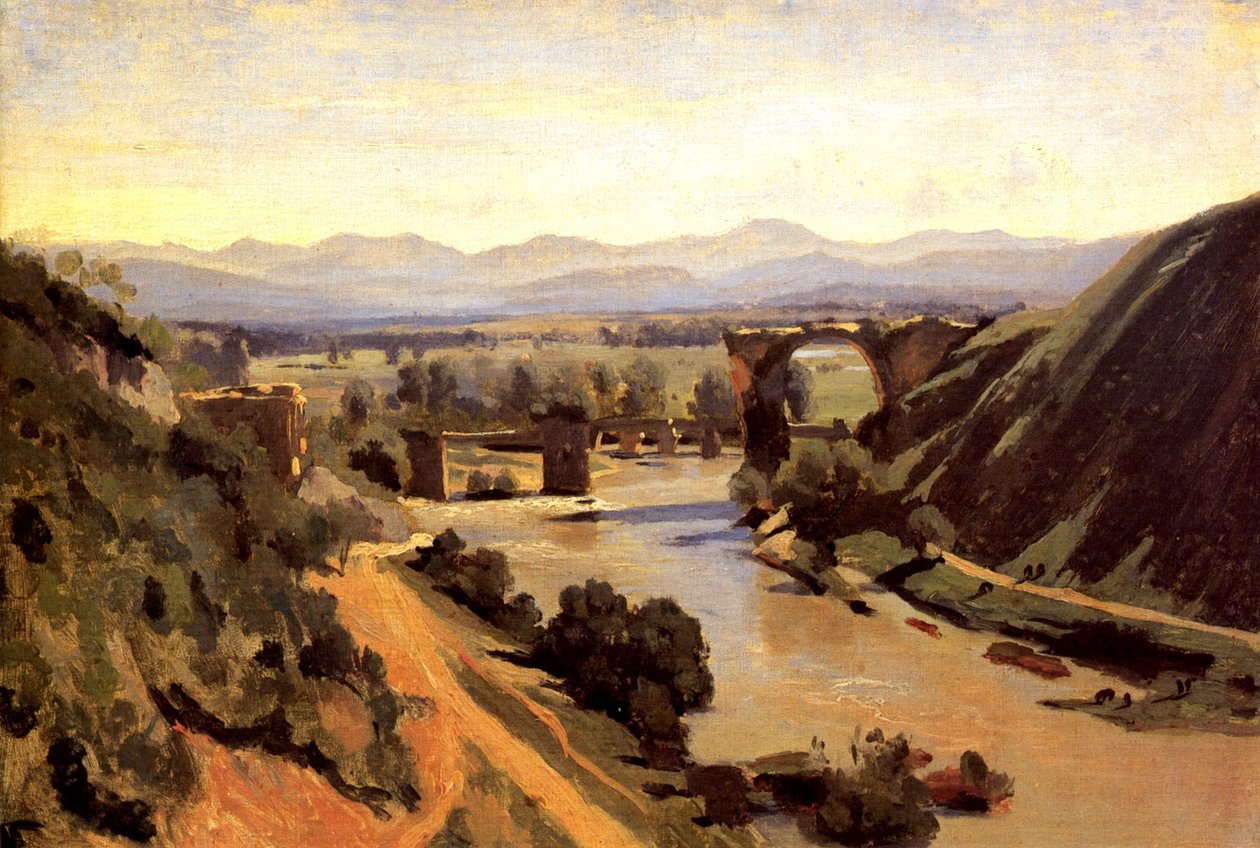 A ponte Augustan em Narni de Jean Baptiste Camille Corot