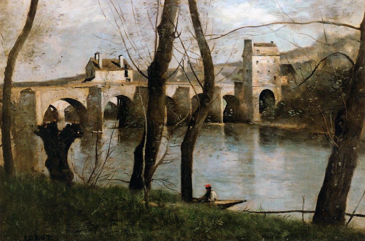 A ponte em Mantes de Jean Baptiste Camille Corot