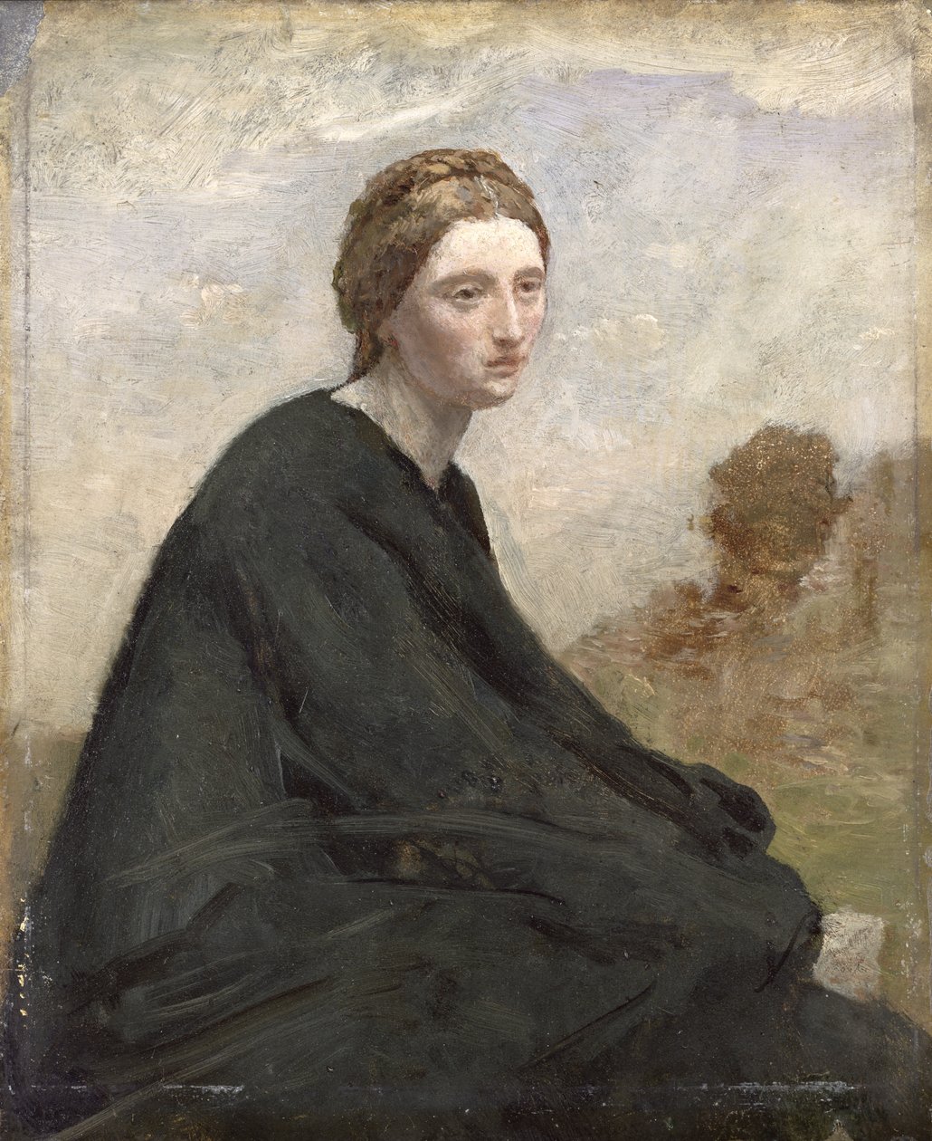 A menina ninhada, c.1857 (óleo sobre zinco) de Jean Baptiste Camille Corot