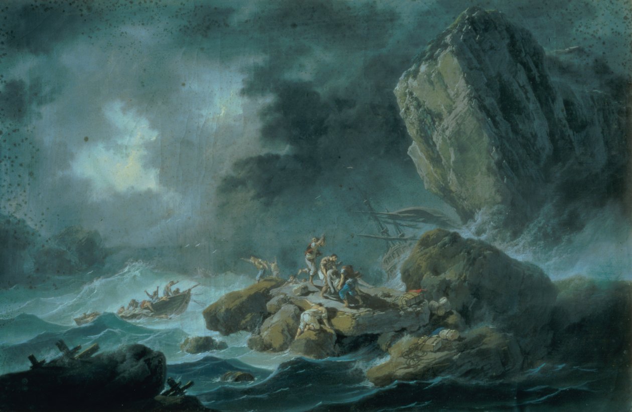 Seascape em uma tempestade de Jean Baptiste Pillement