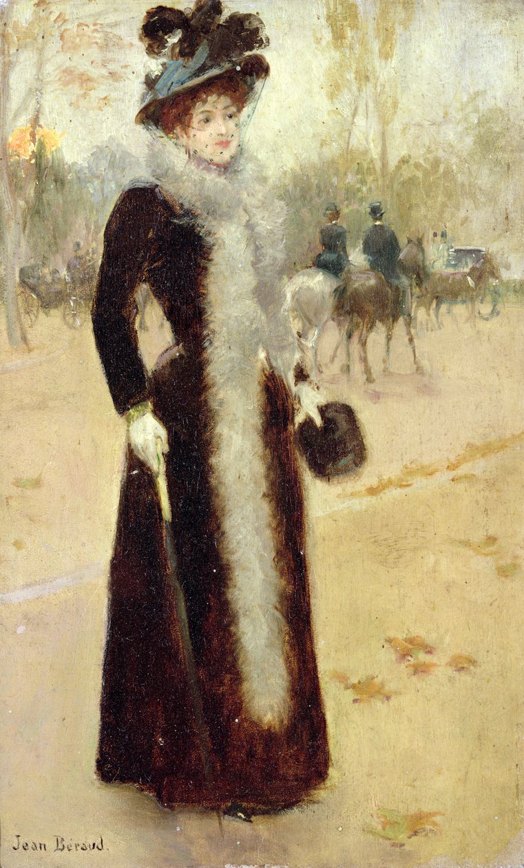 Uma mulher parisiense no Bois de Boulogne, c.1899 de Jean Beraud