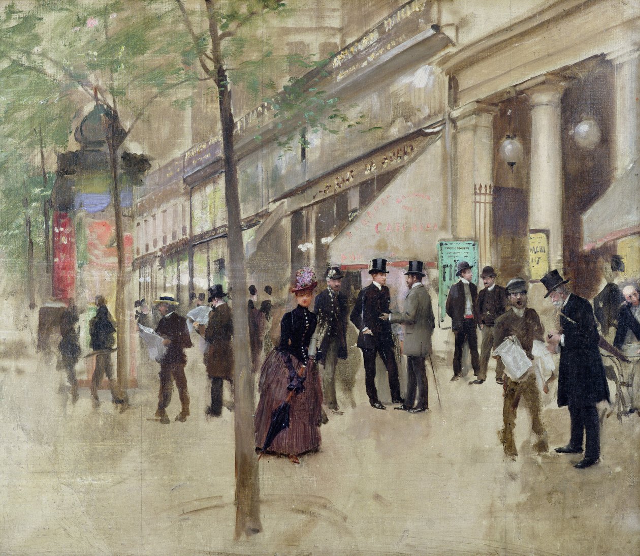 O Boulevard Montmartre e o Theatre des Varietes, c.1886 de Jean Beraud