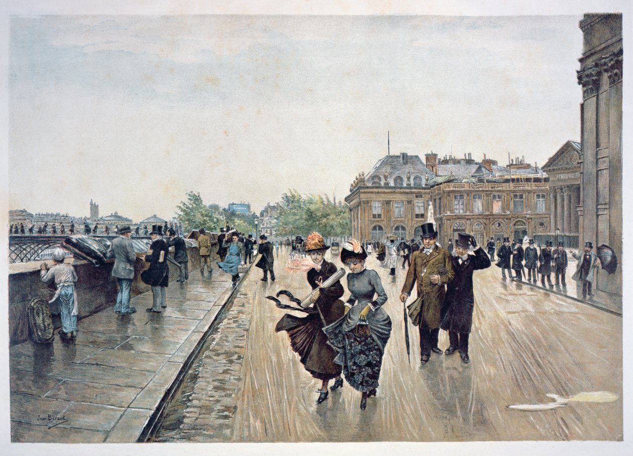 Um vendaval de vento, c.1889 de Jean Beraud