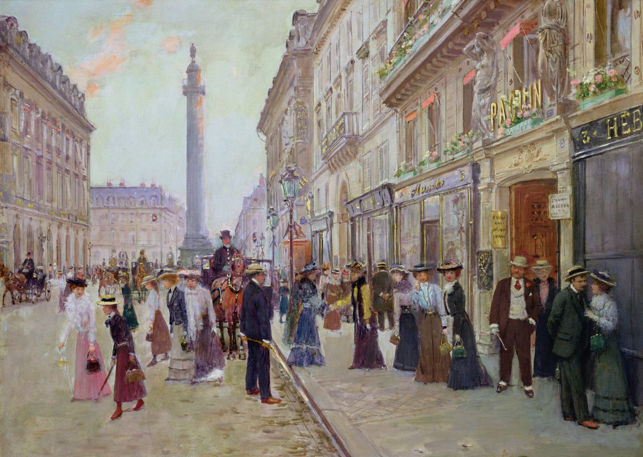 Trabalhadores deixando a Maison Paquin, na rue de la Paix, c.1900 de Jean Beraud