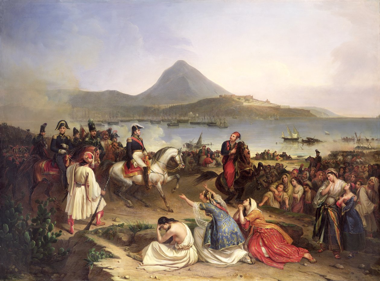 Encontro entre o General Nicolas Joseph Maison (1771-1840) e Ibrahim Pasha (1789-1848) em Navarino, setembro de 1828, 1838 de Jean Charles Langlois