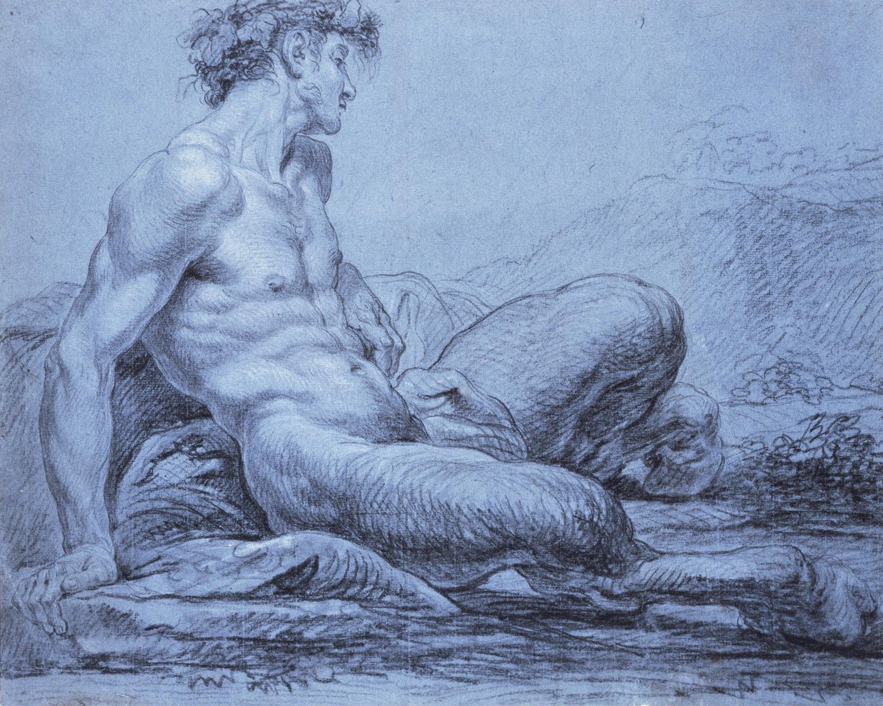 Um Fauno Sentado de Jean Bernard Restout