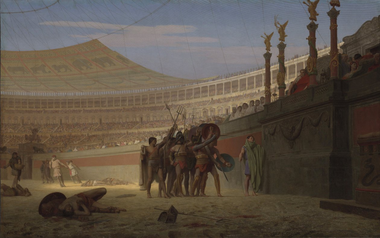 Hail Caesar! Die saudação (Hail Caesar! Nós que estão a ponto de morrer sa) de 1859 de Jean Leon Gerome