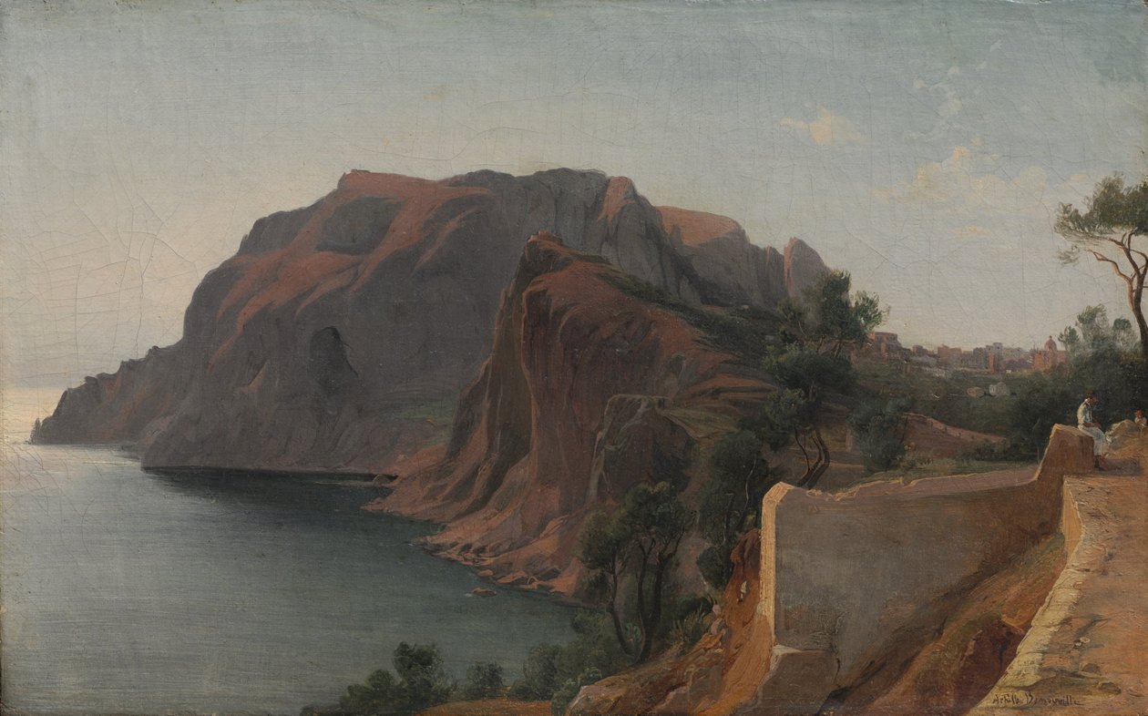 Capri, c.1845 (óleo sobre tecido) de Jean Achille Benouville