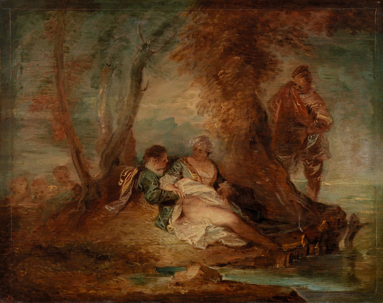 Figuras na paisagem de Jean Antoine Watteau