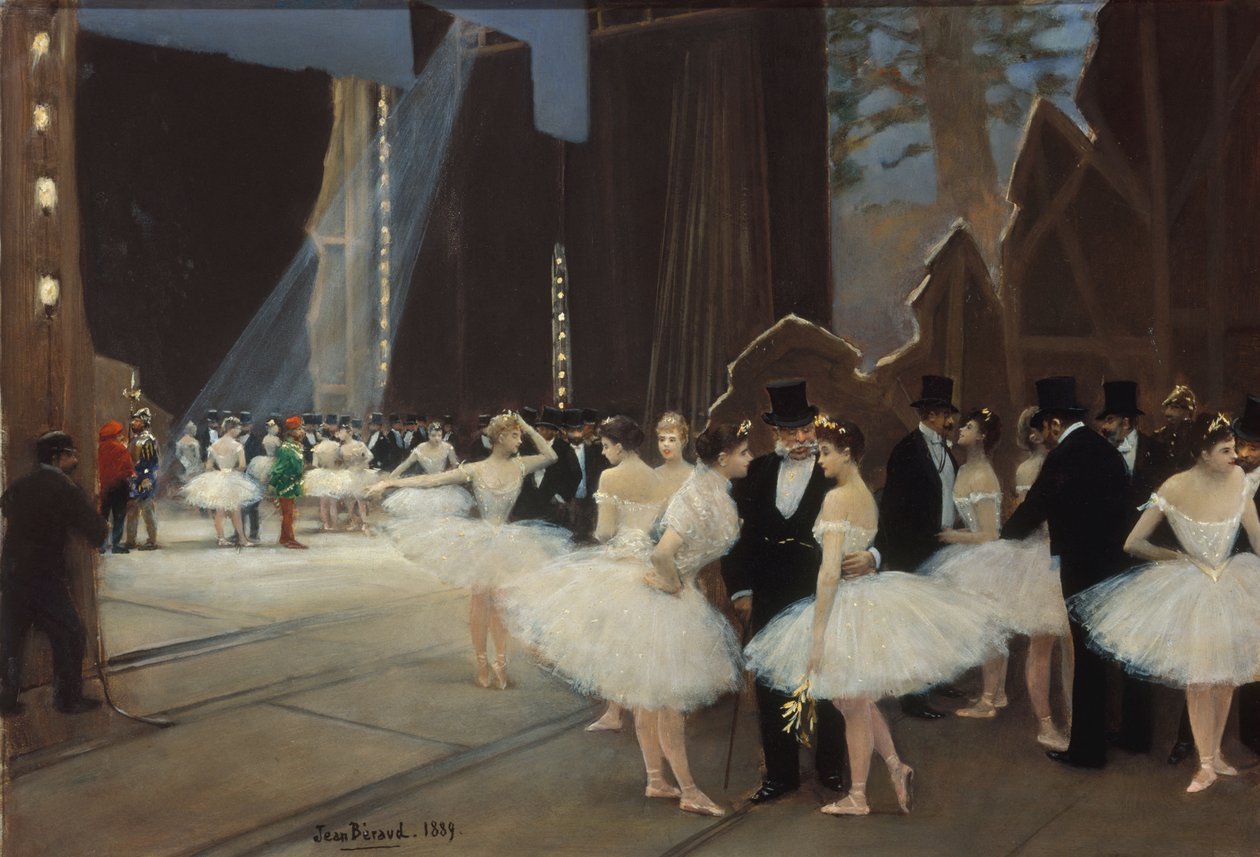 Atrás das alas do teatro de ópera de Jean Beraud