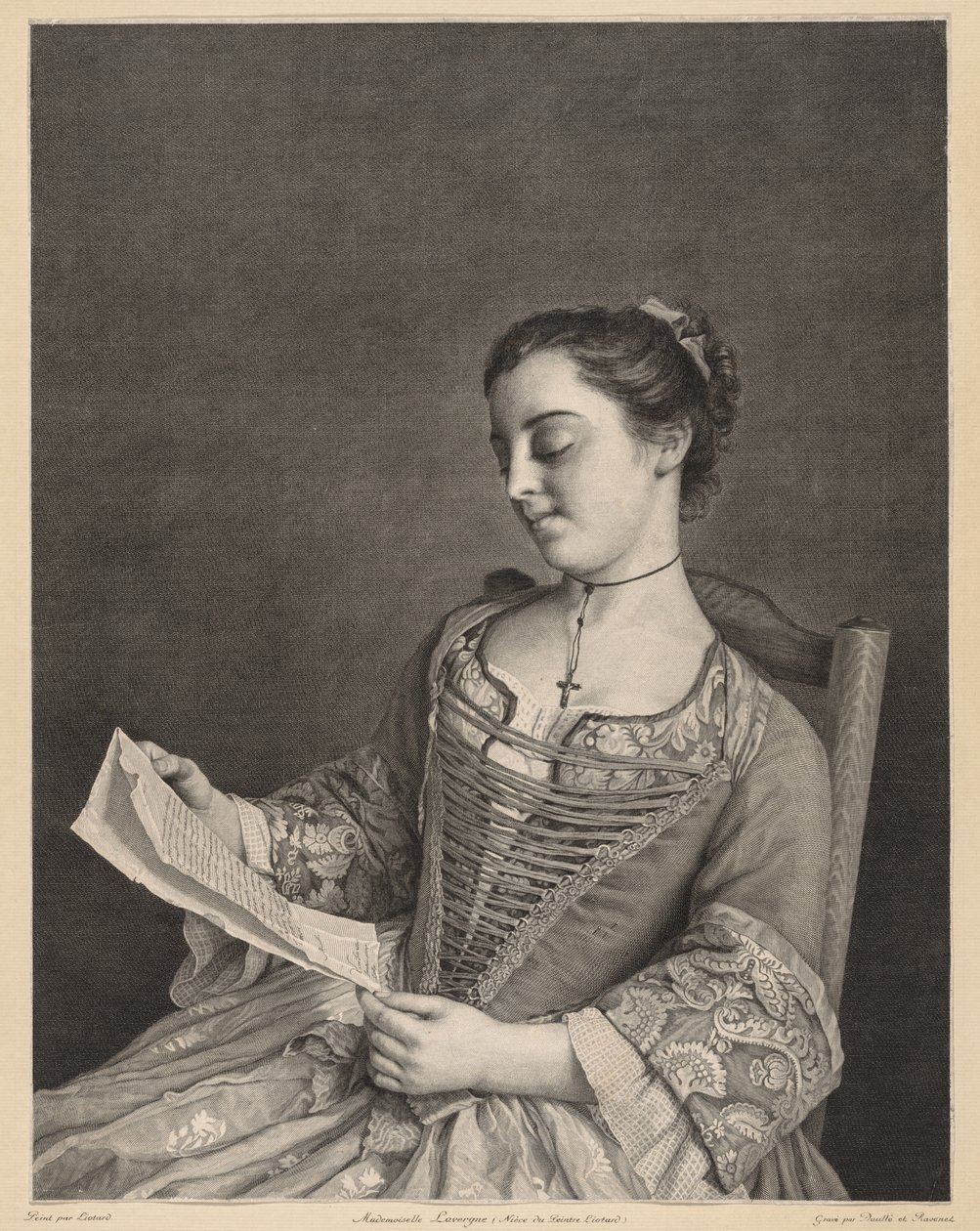 Senhorita Lavergne Reading. de Jean Daullé