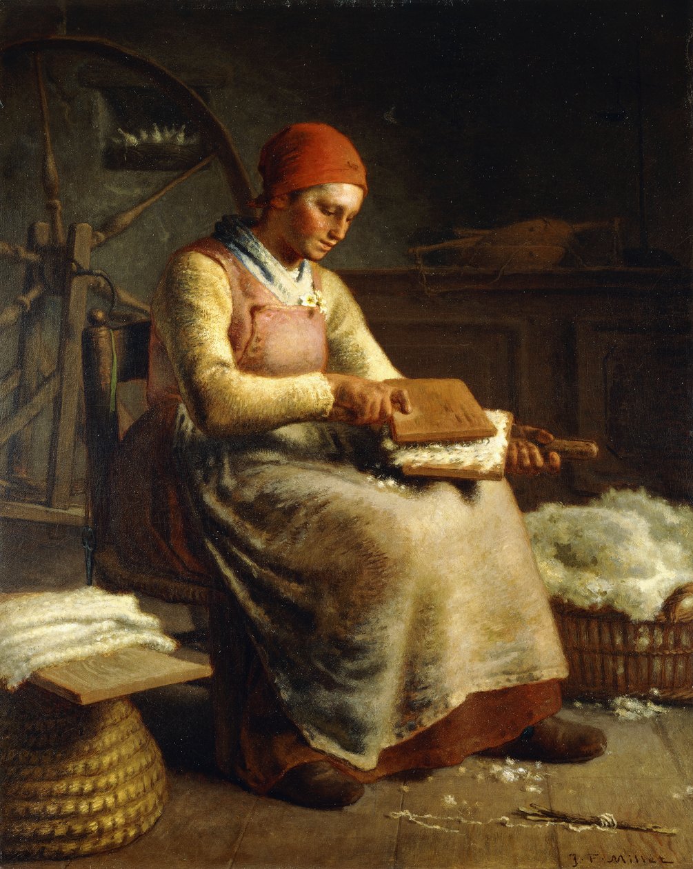 Lã de cardar mulher, de Jean Francois Millet