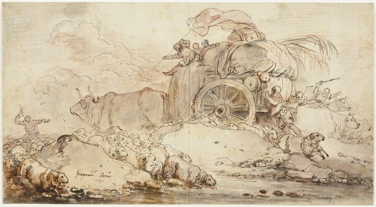 O carrinho parado de Jean Honore Fragonard