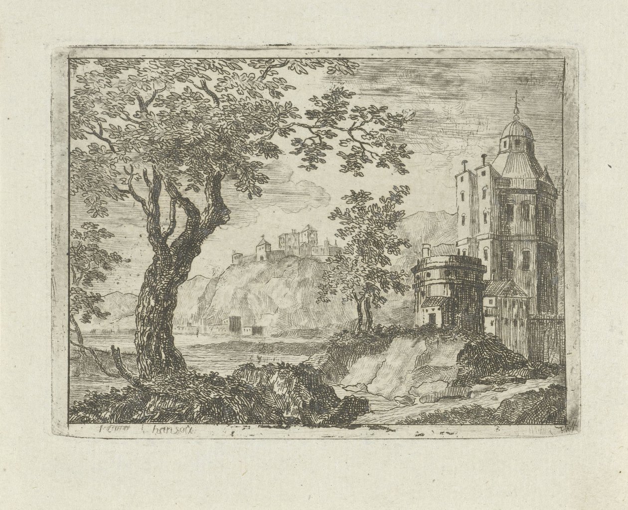 Torre em uma paisagem de Jean Joseph Hanson