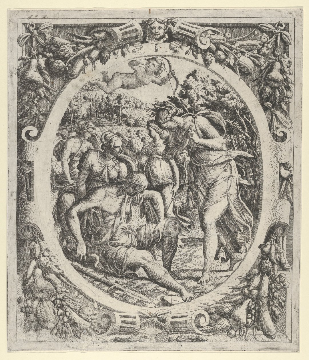 A Morte de Adônis, 1535-55. de Jean Mignon