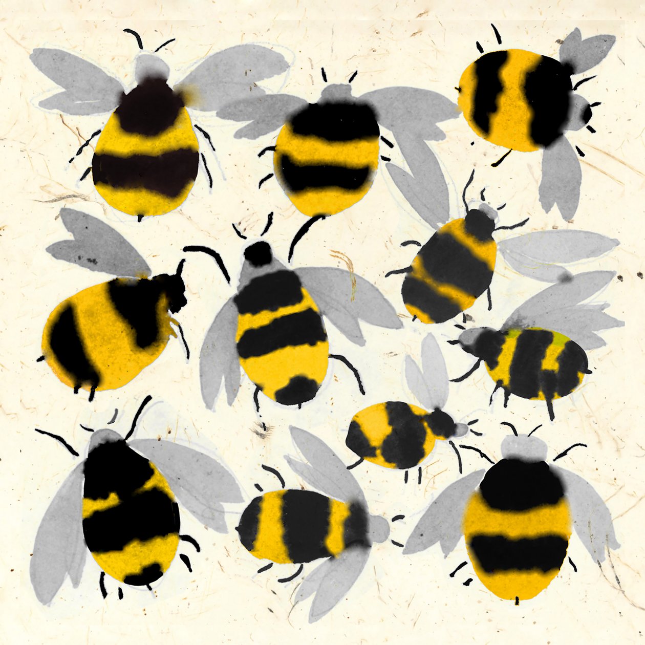 INKY BEES, 2022 (aguarela) de Jenny Frean