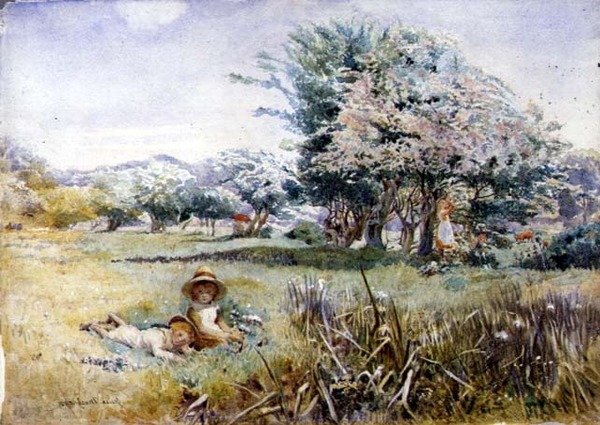 Crianças em um pomar de Jessie MacGregor